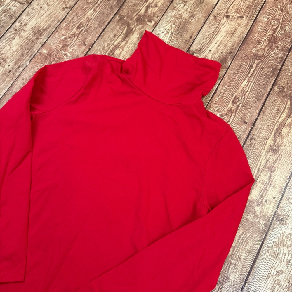 Talbots The Talbots Tee Turtleneck Womens Petite Large Red Stretch Cotton